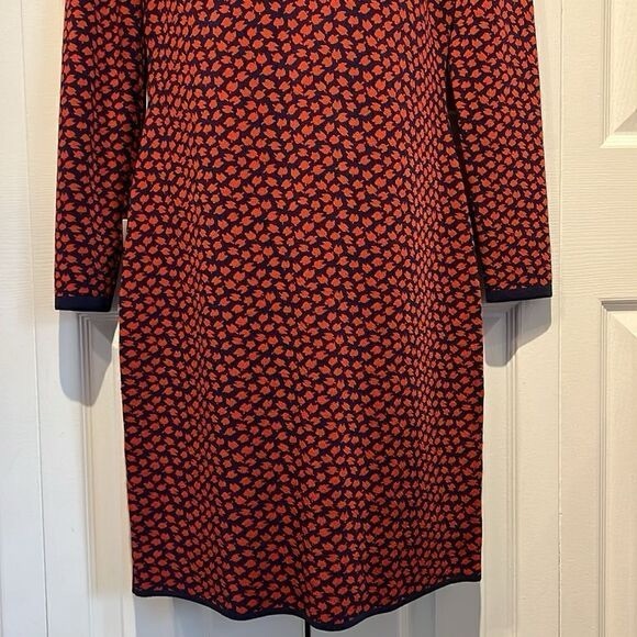Michael Michael Kors Navy Red Patterned Midi Dress Size L fits like a medium - Picture 3 of 11